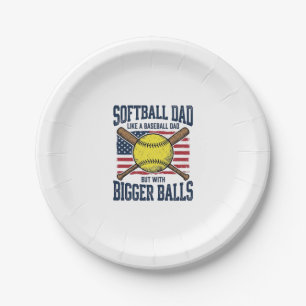 Vintage Softball Dad Bigger Balls Shirt Design_1 Pappteller