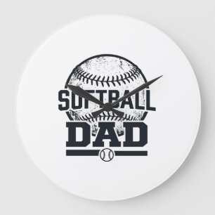 Vintage Softball Dad Vektor T-Shirt Design_1 Große Wanduhr