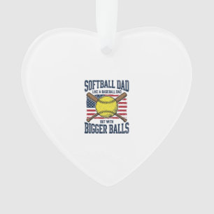 Vintage Softball Papa größere Bälle Shirt Design_1 Ornament
