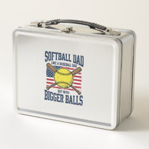Vintage Softball-Vater Größere Bälle-Shirt-Design_ Metall Brotdose