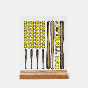 Vintage Softball Vater Schläger und Ball Vektor-Sh Acrylschild