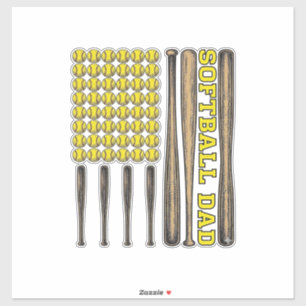 Vintage Softball Vater Schläger und Ball Vektor-Sh Aufkleber