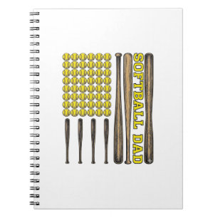Vintage Softball Vater Schläger und Ball Vektor-Sh Notizblock