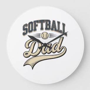 Vintage Softball Vater Sport Vater Shirt Design (2 Große Wanduhr