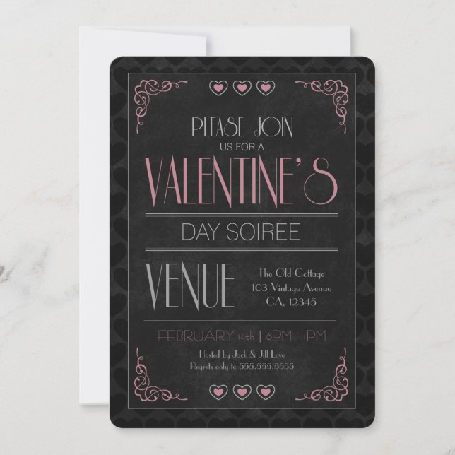 Vintage soiree-Party Einladungen des Valentines (Vorderseite)