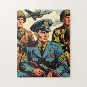 Vintage Soldaten Militärische Comic Puzzle