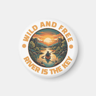 Vintage Solo-Kajak-Abenteuer Wild und Frei Magnet