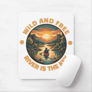 Vintage Solo-Kajak-Abenteuer Wild und Frei Mousepad