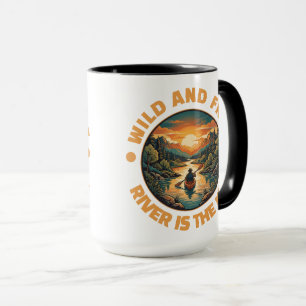 Vintage Solo-Kajak-Abenteuer Wild und Frei Tasse