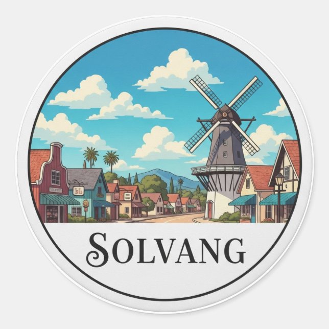 Vintage Solvang California Runder Aufkleber (Vorderseite)