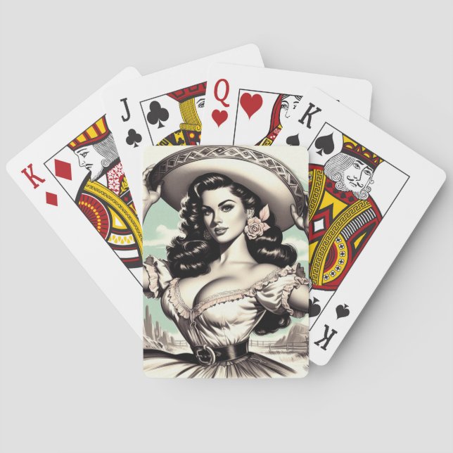 Vintage-Sombrero-Pin-up Spielkarten (Rückseite)