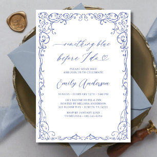 Vintage-Something-Blue-Rahmen Elegante Brautparty Einladung
