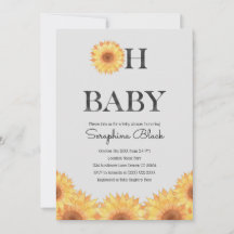 Vintage-Sommer-Aquarell-Sonnenblumen-Baby-Party