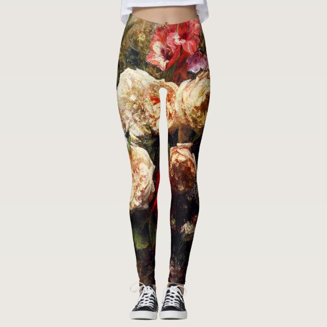 Vintage Sommer-Blume von Henri Fantin-Latour Leggings (Vorderseite)