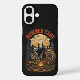 Vintage Sommer-Camping-Skelett-Lagerfeuer-Design iPhone 16 Hülle
