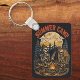 Vintage Sommer-Camping-Skelett-Lagerfeuer-Design Schlüsselanhänger