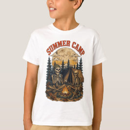 Vintage Sommer-Camping-Skelett-Lagerfeuer-Design T-Shirt