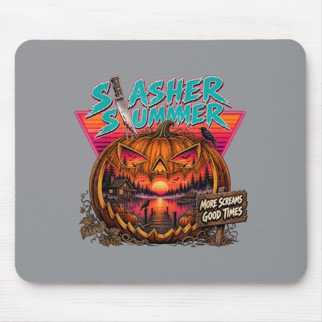 Vintage Sommer Halloween Slasher Sommer Süß Mousepad (Vorne)