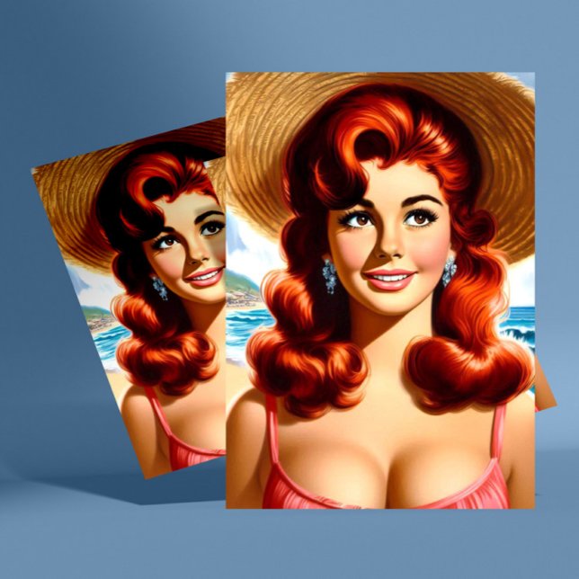 Vintage Sommer Pin-up Postkarte (Von Creator hochgeladen)