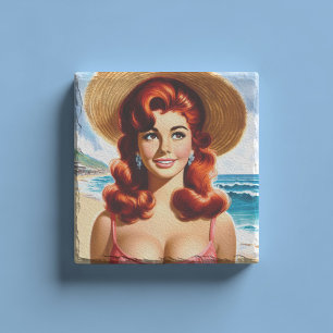 Vintage Sommer Pin-up Steinuntersetzer