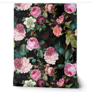 Vintage Sommer Schwarze Nacht Rose Romantik Tapete