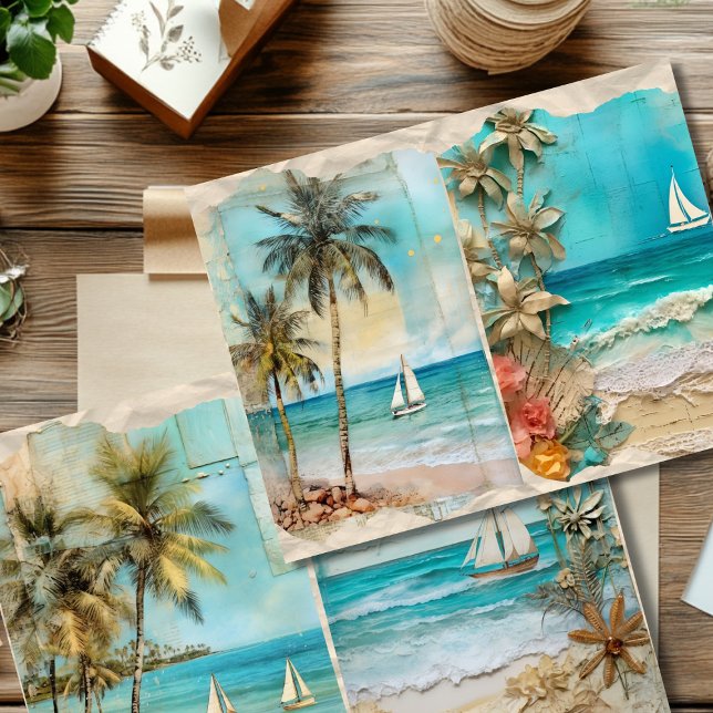 Vintage Sommer Segel Scrapbook Papier (Von Creator hochgeladen)