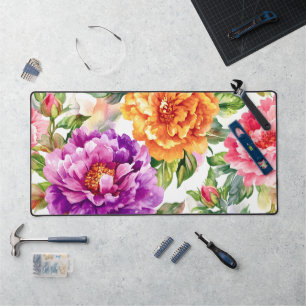Vintage-Sommerblüten-Aquarell-Blumen Schreibtischunterlage