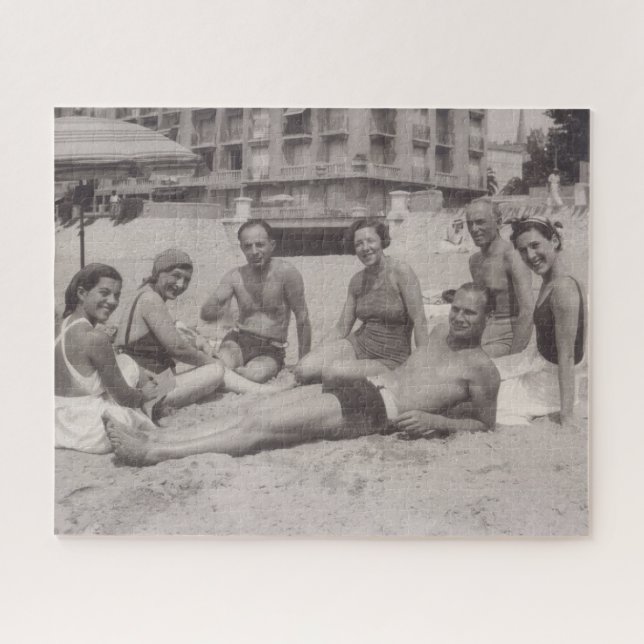 Vintage Sommerferien am Strand Frankreich 1930 Puzzle (Horizontal)