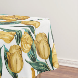 Vintage Sommergelbe Tulpen Ostern Tischdecke