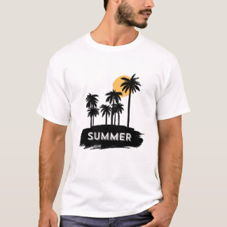 Vintage-Sommerpalmen-Silhouette Strand-Grafik T-Shirt