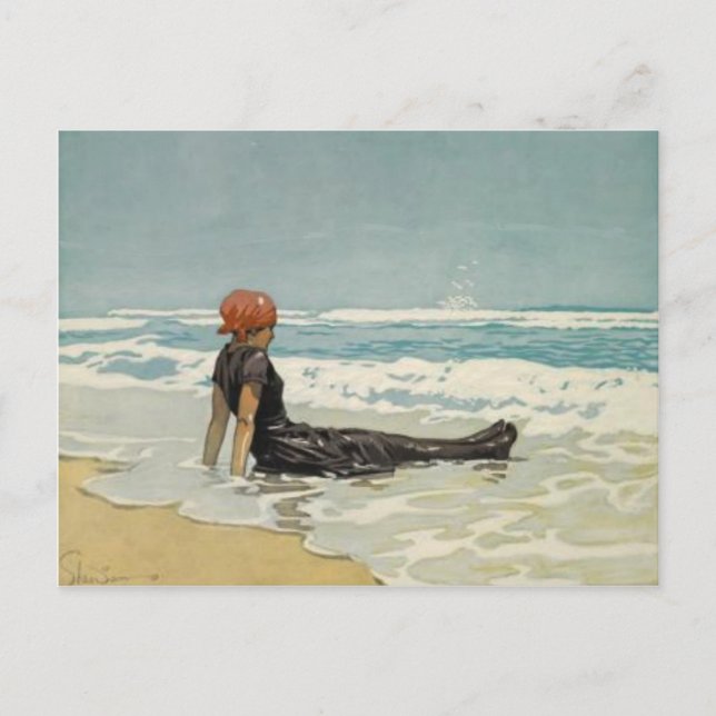 Vintage Sommerpostkarte vom Strand [kein Text] Postkarte (Vorderseite)