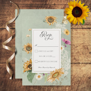 Vintage Sommersonnenblume RSVP Karte