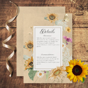 Vintage Sommersonnenblumendetails Begleitkarte