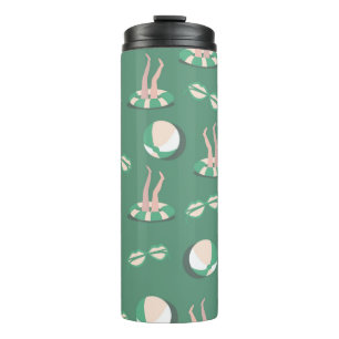 Vintage Sommerthemensymbole - nahtlose Wiederholmu Thermosbecher