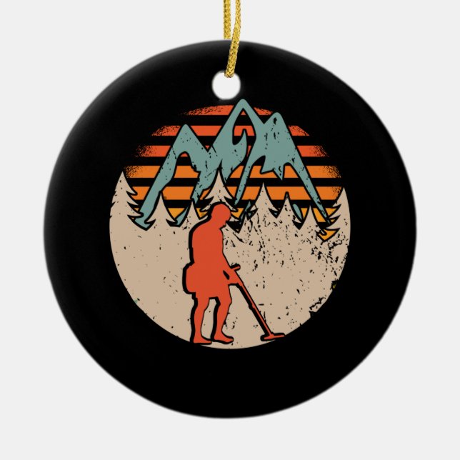 Vintage Sondeln-Metalldetektorin Keramik Ornament (Vorne)