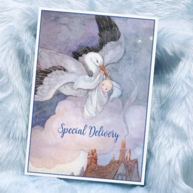 Vintage Sonderauslieferung Storch Babydusche Einladung (Von Creator hochgeladen)