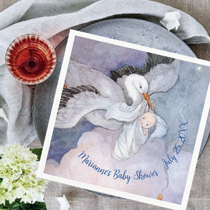 Vintage Sonderauslieferung Storch Babydusche Serviette