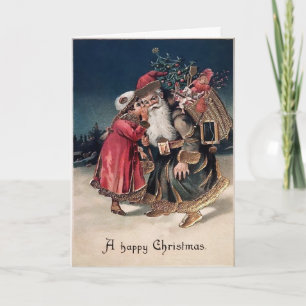 Vintage Sonderbarer Weihnachtsmann Feiertagskarte