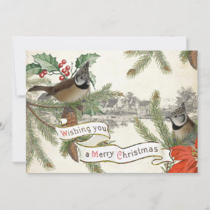 Vintage Songbird Frohe Weihnachten Dorf Immergrün