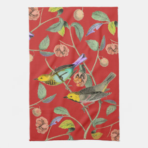 Vintage Songbird Rot Handtuch