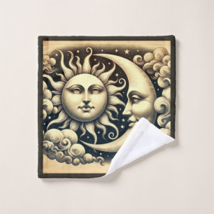 Vintage Sonne & Mond Badhandtuch Set