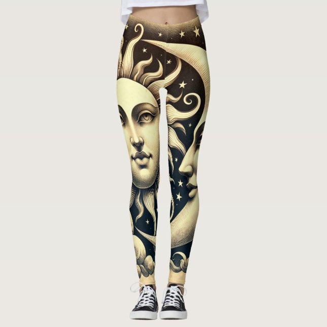 Vintage Sonne & Mond Leggings (Vorderseite)