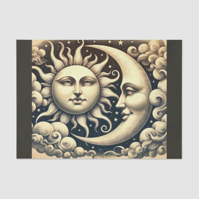 Vintage Sonne & Mond Seidenpapier (Vorderseite)