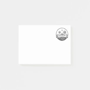Vintage Sonne Mond Sterne Ozean Planet Erde Zeichn Post-it Klebezettel