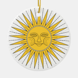 Vintage Sonne, Mond, Wolken und Sterne Keramik Ornament