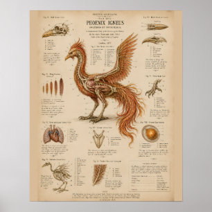 Vintage-Sonne-Phönix-Anatomische Studie Wissenscha Poster