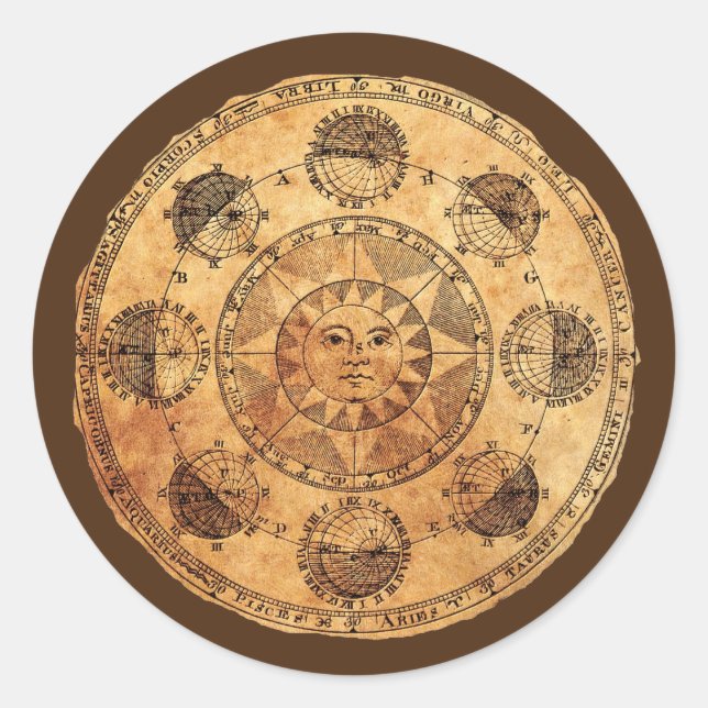 Vintage Sonne und Eclipse Runder Aufkleber (Vorderseite)