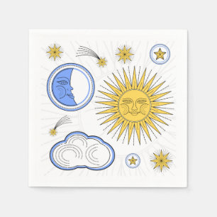 Vintage Sonne und Mond Serviette