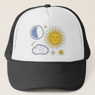 Vintage Sonne und Mond Truckerkappe