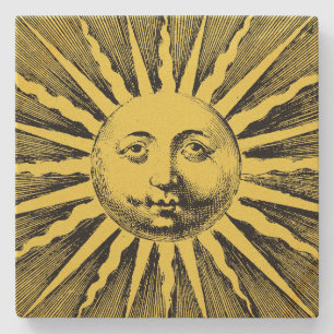 Vintage Sonnen-Gesicht Steinuntersetzer